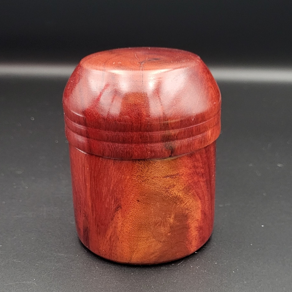 Vintage 2-Piece Hand Turned Red Colored Storage Box~Slide-on Lid